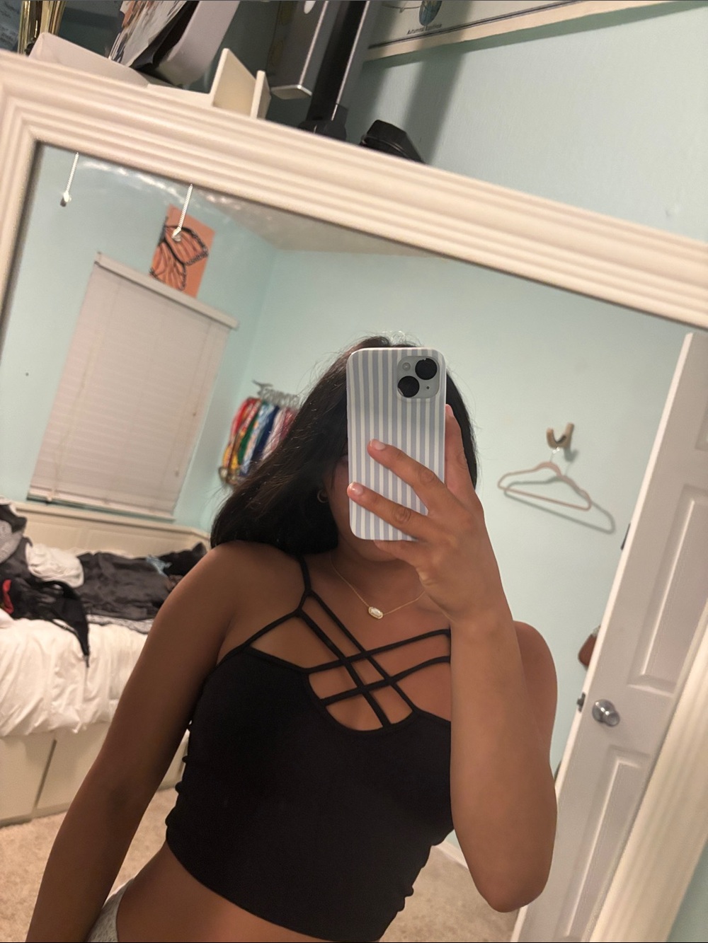 tokyo Darling Black Strappy Crisscross Crop Top